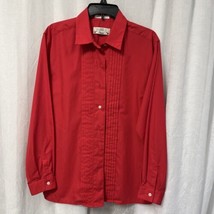 Orvis Woman&#39;s Vintage Button Up Blouse Pin Tuck Pleats Red Women’s Size 16 - £22.97 GBP