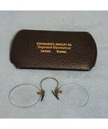 Antique Civil War era Wireless Rim Spectacles Glasses Schumacher Metal Case - €69,19 EUR