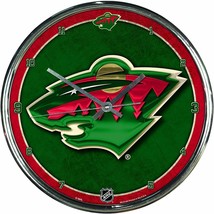 NHL Minnesota Wild Chrome Clock, 12&quot; x 12&quot; - £34.49 GBP