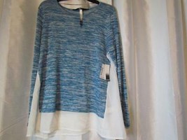 NWT Kensie Blue White Long Sleeve Sweater w/ White Bottom Sz Large Org $79 - £5.93 GBP