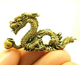 Chinese Dragon Mini Brass Amulet Lucky Charm Feng Shui Money Wealth Blessed Rich - £20.14 GBP