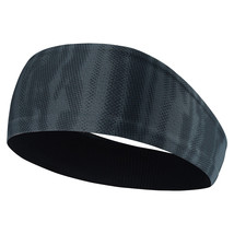 Camo Headband Stretch Sports Yoga Gym Hair Band Wrap Sweatband Black Color - £11.98 GBP