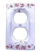 Vintage Floral Outlet Cover White Red Floral Handpainted Porcelain 4.5&quot;x3&quot; - $27.80