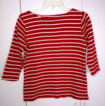 L. L. B EAN Ladies RED/WHITE Knit 3/4-SLEEVE Pullover TOP-S REG.-WORN Once - £7.44 GBP