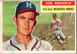 Joe Adcock Signed Autographed 1956 Topps Baseball Trading Card Milwaukee Braves - £19.93 GBP