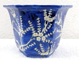 Japanese Neofinetia Orchid Pot Hand Painted Cherry Blossom Branches 4 1/4&quot; Tall - £91.91 GBP