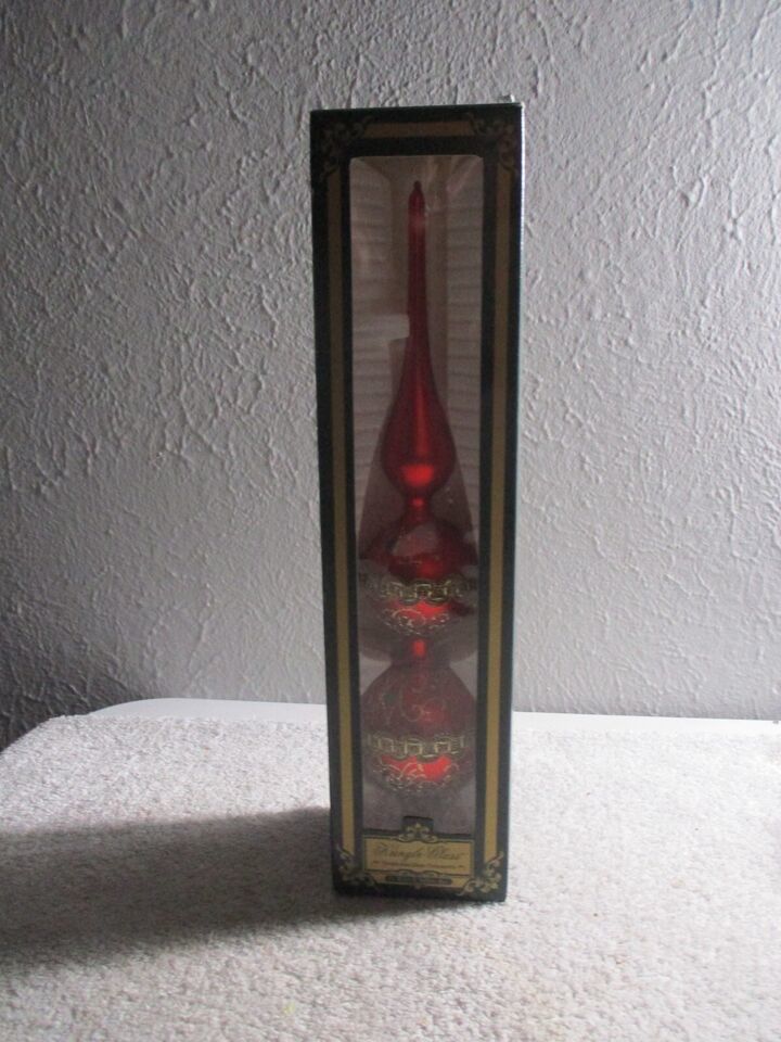 Vintage Christmas Tree Glass Red Topper Triple ball Kurt Adler 11'' nice - £19.46 GBP