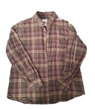 Bass Mens Flannel Shirt Size XL Plaid Brown Green Long Sleeve Button-up - £7.55 GBP