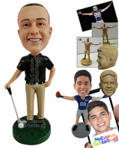 Personalized Bobblehead Great golf player posing neatly wearing a polo shirt and - £72.57 GBP