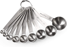 Measuring Spoons:  18/8 Stainless Steel Measuring Spoons Set of 9 Piece - £20.51 GBP