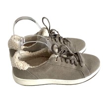 Aetrex Womens Size 8.5 Leather Upper Cozy Black Beige Sherpa Shearling Lined Sho - £24.34 GBP