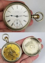 large 18s antique pocket watch Elgin Fahys 1906 18s 7j &quot;SIDEWINDER&quot; - $136.44 CAD