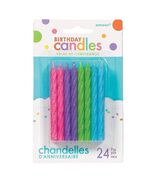 24 Multicolor Glitter Candles Cake Topper Birthday Party Supplies 3&quot; Tal... - $5.51 CAD