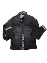 ONE TEASPOON Womens Denim Jacket Premium Distressed Black S - £57.52 GBP