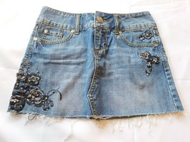 Lip Stick Women&#39;s Junior&#39;s cotton Denim Jean Mini Skirt Blue Size 1 EUC - £14.18 GBP