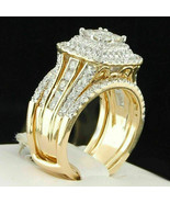 2 Ct Princess Cut Simulated Diamond Women Bridal Set Ring Gold Plated 92... - $203.73 CAD