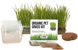 Cat Grass Growing Kit -Organic Seed, Soil and BPA Free Containers (3 Pack) - £15.91 GBP