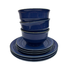 Stoney Hill Lodge Country Crock Blue Stoneware 9-Piece Dinnerware Set 3 ... - $11.04