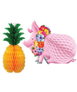 Hawaiian Luau Table Centerpiece Paper Pig And Pineapple Party Pack 2 - $19.79