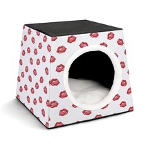 Mondxflaur Red Lips Cat Beds for Indoor Cats Cave Bed 3 in 1 Pet House - £26.36 GBP