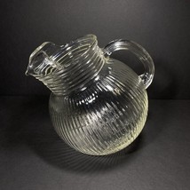 Anchor Hocking Manhattan Juice Pitcher Ribbed Tilted Ball Vintage Clear Glass - £15.10 GBP