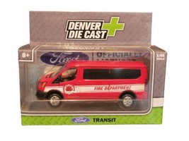 Denver Die Cast Ford Transit Fire Department Red Van 1:48 Scale - £14.23 GBP