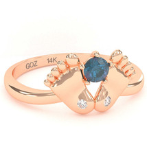 Baby Feet Lab-Created Alexandrite Diamond Ring In 14k Rose Gold - £262.17 GBP