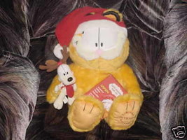 18&quot; Macy&#39;s Santa Garfield Plush Toy Rein Dog Odie With Book - £38.92 GBP