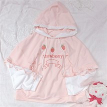 Soft Sister Cute Strawberry Embroidery Women&#39;s Hoodies Kawaii Young Girl Pullove - £76.37 GBP