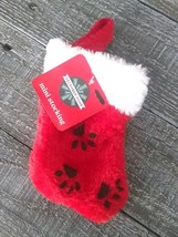 Christmas Mini Stockings With Pet Paws 6&quot; Faux Fur Red and White New - £13.21 GBP
