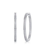 Platinum Inside-Out Channel Set Moissanite Hoop Earrings - $130.00