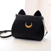 Mer sailor moon ladies handbag black luna cat shape chain shoulder bag pu leather women thumb200