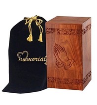 Solid Rosewood Cremation Urn with Hand-Carved Praying Hands Design - £50.22 GBP