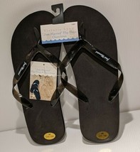 Victoria Lynn Unisex &quot;Just Married&quot; Black Flip Flops M 11-12 Beach Sand ... - $5.35 CAD