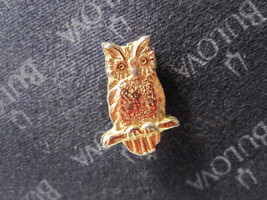 vintage Lapel Pin: Gold Owl sitting on branch - $8.50