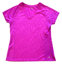 Champion C9 Shirt Womens Large Pink Magenta Gym Performance Short Sleeve V Neck - £5.35 GBP