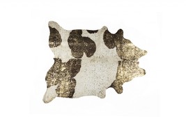 HomeRoots 388526 6 x 7 ft. Dark Brown White &amp; Gold Natural Cowhide Area Rug - £362.62 GBP