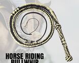 8FT Real Leather Bullwhip Black 12 Plait Handmade Cowhide Indiana Jones ... - $38.99