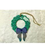 Christmas Ornament Wreath With Bow Handmade Polymer Clay Resin Medium La... - $9.81 CAD