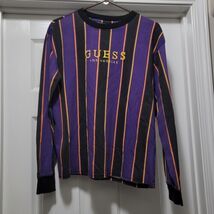 VTG GUESS Los Angeles Long Sleeve Shirt Purple Black Striped Tag Sz S / ... - €20,77 EUR
