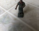 Vintage Metal Woman Feeding Chickens Holding Bowl 2.5” Cast Iron Toy - $32.25