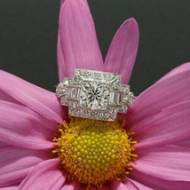 Designer Engagement Ring 2.80Ct Round Cut Diamond Solid 14k White Gold Size 9.5 - £219.29 GBP