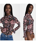 Cleobella Melanie Bodysuit Jolie Print Mesh Sheer S - $1,006.27 MXN