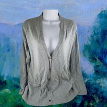 Cardigan Sweater Womens Gap Gray Blue Pockets Small 100% Polyester Button Front - £5.48 GBP
