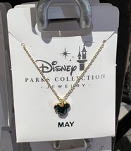Disney Parks Mickey Mouse Faux Emerald May Birthstone Necklace Gold Color image 4
