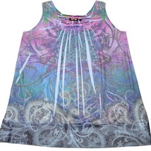 Apt 9 Women Tank Size M Blue Boho Preppy Paisley Scoop Classic Lightweig... - £10.07 GBP