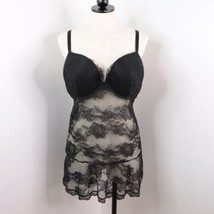 New Victoria&#39;s Secret Womens XXL Black Sheer Lace Pushup Bra Babydoll Slip Dress - £27.23 GBP