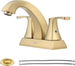Brushed Gold, Two-Handle Parlos Bathroom Faucet With A Metal Pop-Up, 1.2 Gpm. - £58.98 GBP