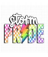 Storm Pride PNG, Checkered Storm PNG, Lightning Bolt Design, Neon Mascot... - $45.66 MXN