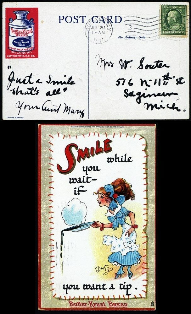 Multicolor Butter-Krust Bread Embossed Cartoon Advertising Postcard Stuart Katz - $24.50